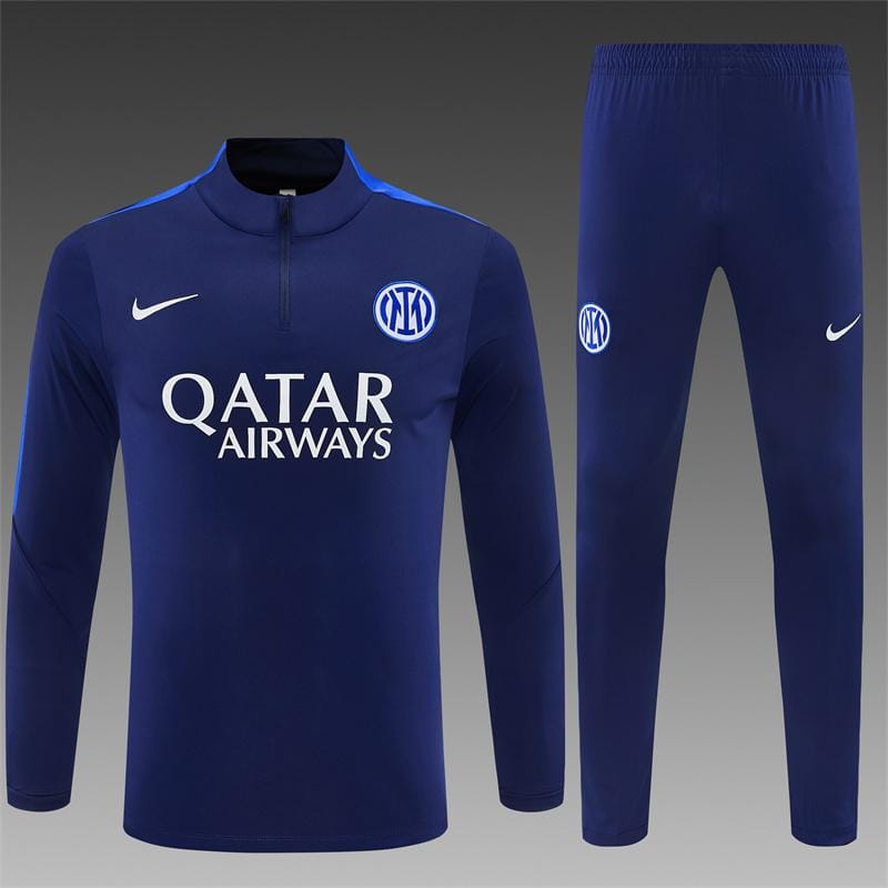 2026 Inter Milan Kids Dark Navy Blue Half Zipper Jacket Tracksuit + Long Pants