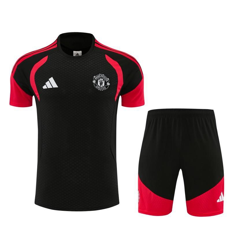 26/27 Manchester United Black &Red Short Sleeve+Soccer Shorts