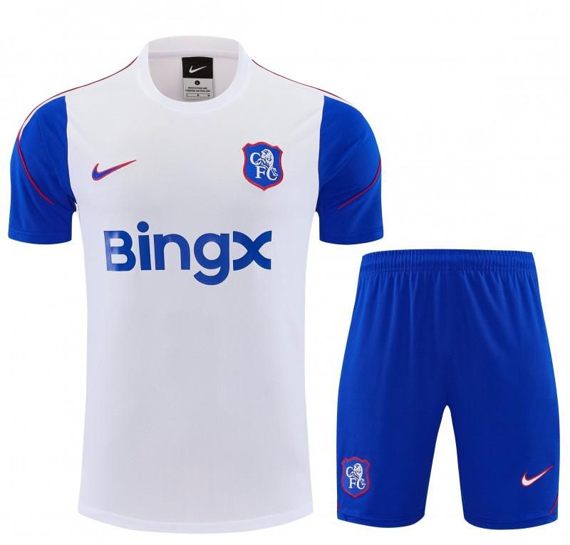 26/27 Chelsea White&Blue Short Sleeve+Soccer Shorts