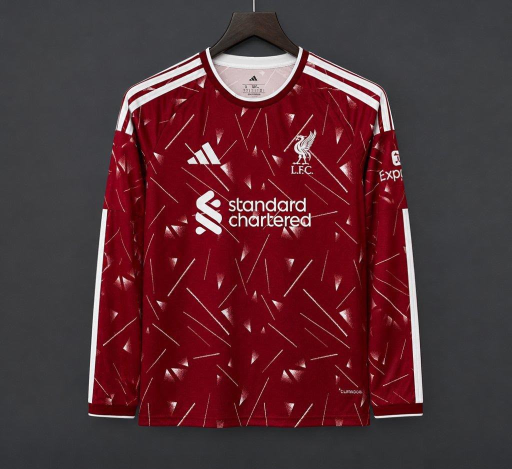 26/27 Liverpool Red with Triangle Pattern Long Sleeve Home Jersey